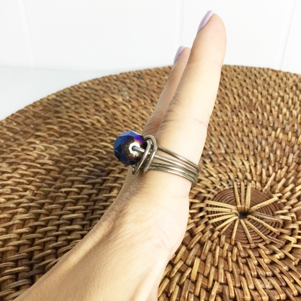 Wire Blue Costume Jewelry Ring Size 7.5 - Picture 4 of 5